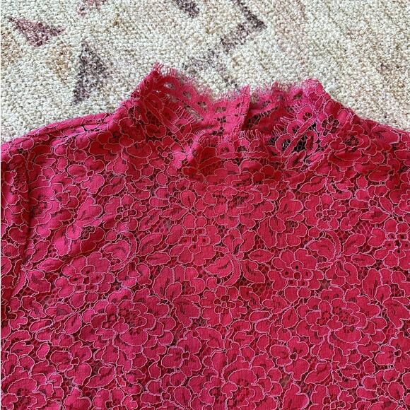 J. CREW Floral Lace Mock Neck Blouse Size 12 Preppy Business Casual Glam Classic - Picture 2 of 9